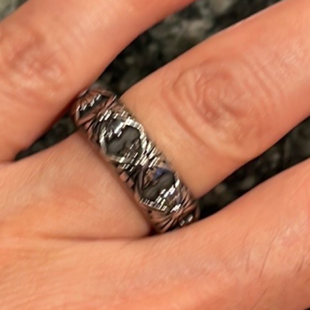 7mm Vintage look Chrome Cross Flower Ring stainless steel Ring Band size 7 - Picture 11 of 11